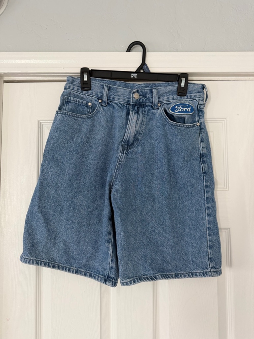 Ford Blue Denim Shorts with Logo Patch